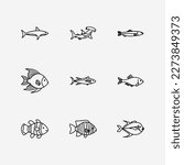 Fish icon set isolated on white