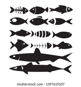 fish icon set isolated on white background