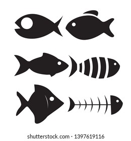 fish icon set isolated on white background