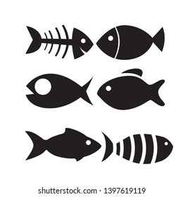 fish icon set isolated on white background