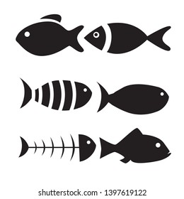 fish icon set isolated on white background