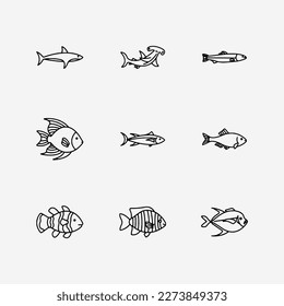 Fish icon set isolated on white