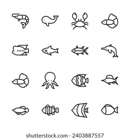 Fish icon set isolated on white