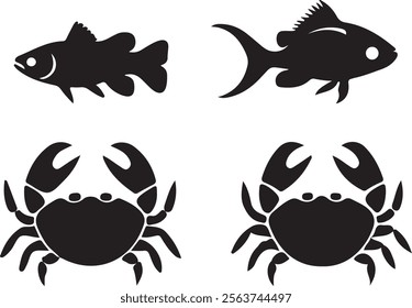 Fish icon set. for mobile concept and web design. vector illustration