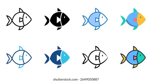 Fish icon set multiple style collection 
