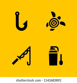 fish icon set. proteins, turtle and hook vector icon for graphic design and web