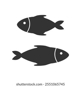 Fish icon set simple silhouette flat style vector illustration on white background.