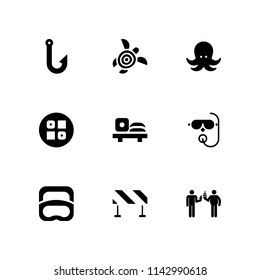 fish icon set. sushi, diving and octopus vector icon for graphic design and web