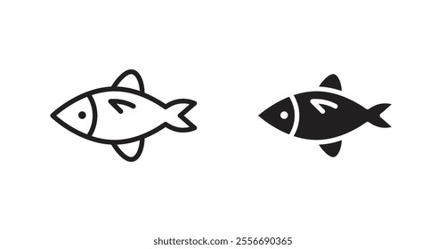 Fish icon set in Thin line black color.