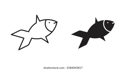 Fish icon set in thin line. vector illustrations for web