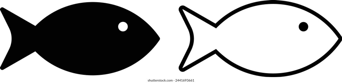 Fish icon set in two styles isolated on white background . Vector illustration