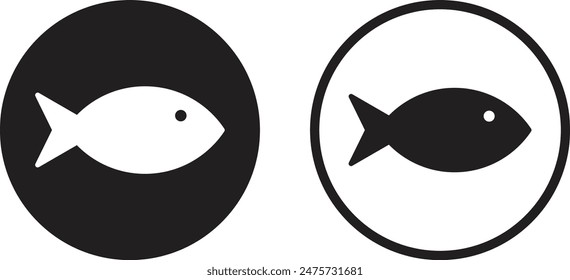 Fish icon set in two styles isolated on white background . Vector illustration