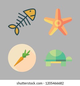 fish icon set. vector set about healthy food, turtle, starfish and fishbone icons set.