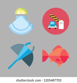 fish icon set. vector set about goldfish, manta ray, oyster and barrier icons set.
