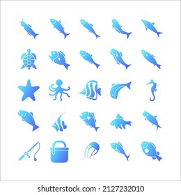 Fish icon set vector gradient for website, mobile app, presentation, social media. Suitable for user interface and user experience.