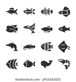 Fish icon set vector illustration