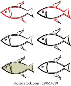 Fish Icon Set Vector Illustration