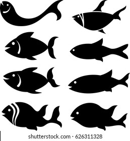 Icono De Pescado Set Vector Ilustración