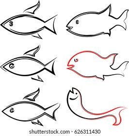 Fish Icon Set Vector Illustration