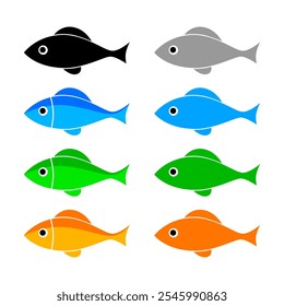 Fish icon set, vector icon on white background