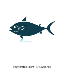 Fish Icon. Shadow Reflection Design. Vector Illustration.
