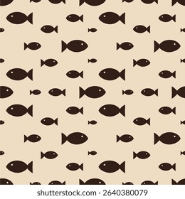 Fish icon silhouette pattern. Group of fish. Summer vector water print sign wave fishing symbol. Animal day banner.