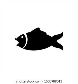 Fish Icon, Fish Silhouette Icon Vector Art Illustration