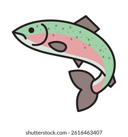 fish icon simple linear chub, vector illustration