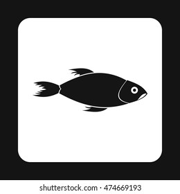 Fish icon in simple style isolated on white background. Inhabitants aquatic environment symbol