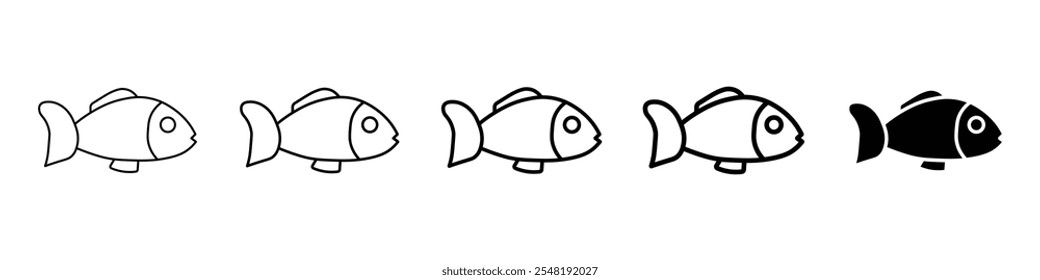 ícone peixe Simples linha fina logotipo conjunto