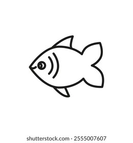 Fish icon Simple thin line flat symbol