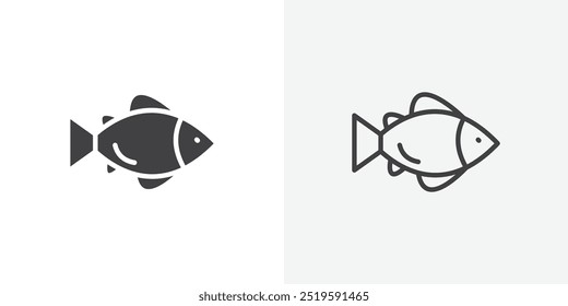Fish icon. solid filled and stroke thin line style eps 10