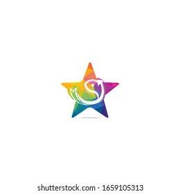 Fish icon in star shape for logo design.