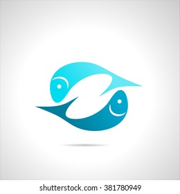 fish icon, symbol silhouette sign element clip art