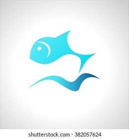 fish icon, symbol silhouette sign element clip art