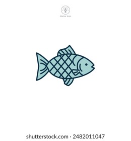 Icono de pescado Ilustración vectorial aislada sobre fondo blanco