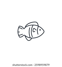Fish icon symbol vector sign isolated on white background illustration for graphic and web design