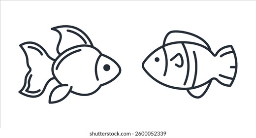 Fish icon symbol vector sign isolated on white background illustration for graphic and web design