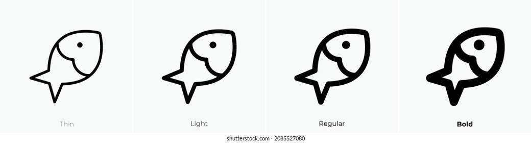 fish icon. Thin, Light Regular And Bold style design isolated on white background