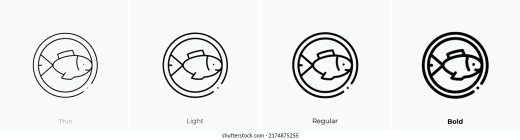 fish icon. Thin, Light Regular And Bold style design isolated on white background