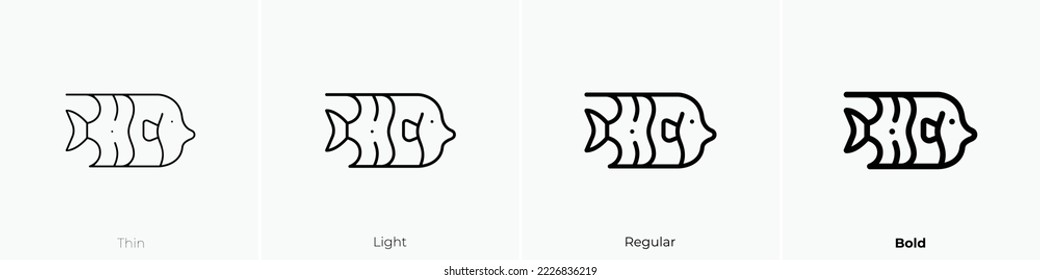 fish icon. Thin, Light Regular And Bold style design isolated on white background