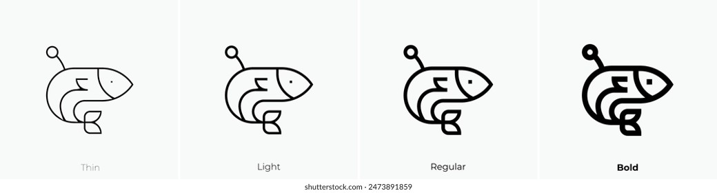 fish icon. Thin, Light Regular And Bold style design isolated on white background