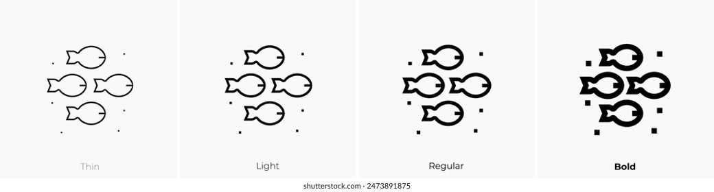 fish icon. Thin, Light Regular And Bold style design isolated on white background