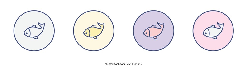 Fish icon Thin line flat illustration