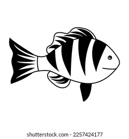 Fish icon vector. Aquarium illustration sign. Ocean symbol. Funny fish logo.