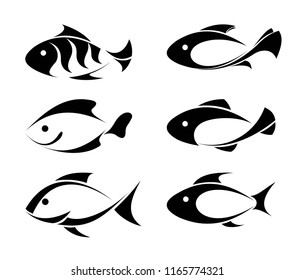 Fish icon Vector. Collection  six icons  fish. Isolated