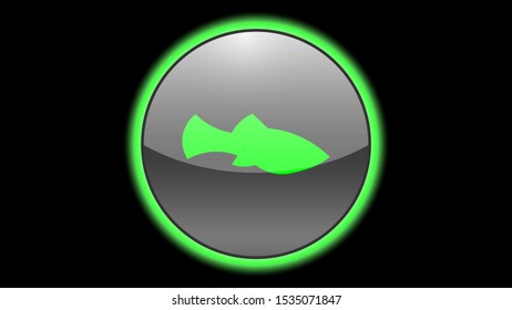 Fish icon vector design. Green neon icons with animals. Animals icons vector. 
