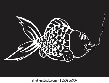 fish icon vector eps10 isolated on black illustration.