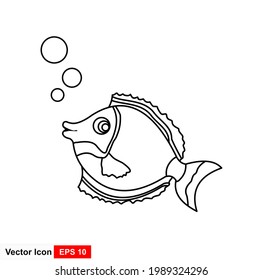 Fish icon vector. Flat design style on white background. Fish design for web.