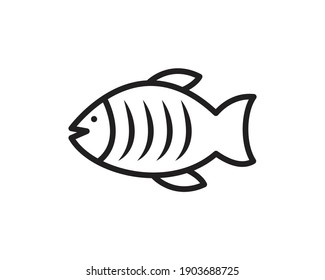 Fish icon vector flat illustration